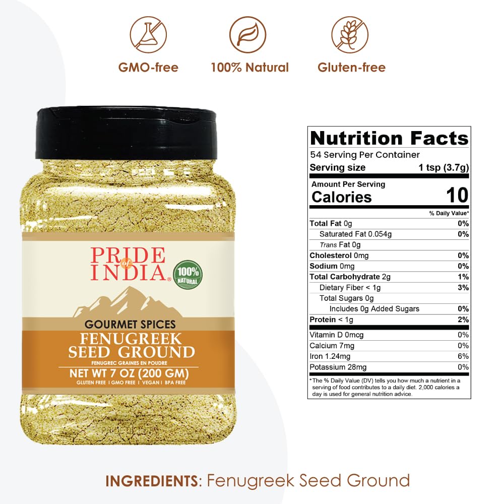 Pride of India - PACK of 6 - Fenugreek Seed Whole – Whole & Gourmet Indian Spice – Ideal Seasoning for Cooking – Free of Preservatives – Easy to Use – 12 oz. Medium Dual Sifter Jar