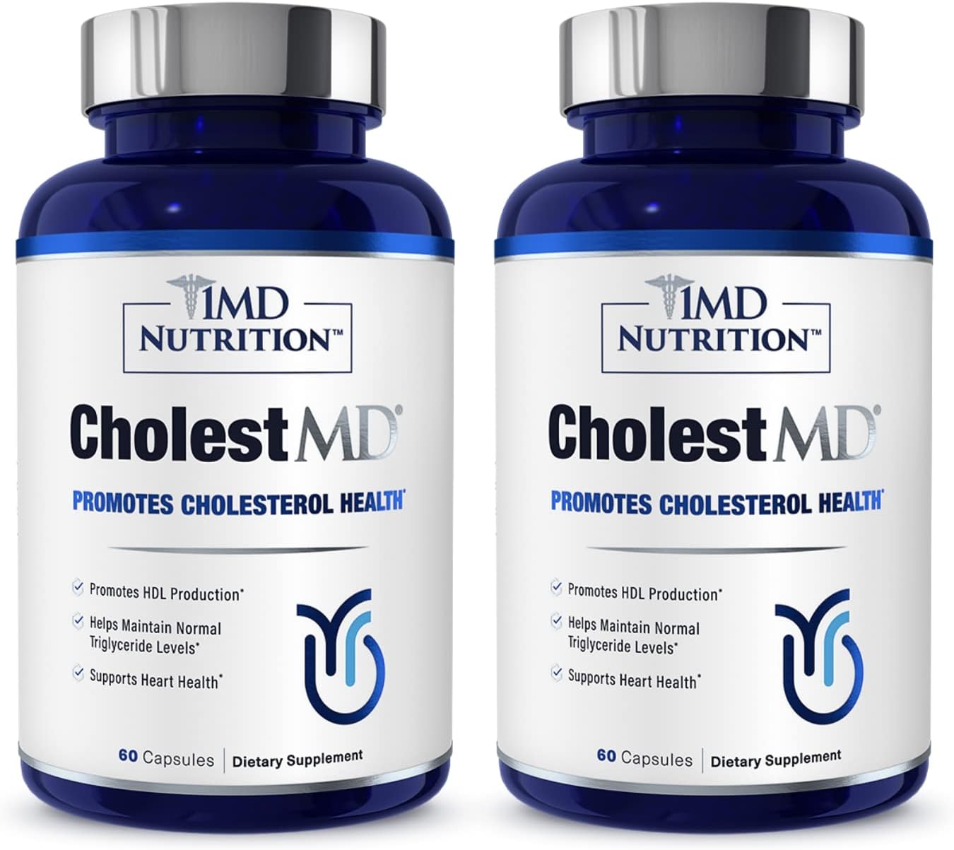 1MD Nutrition CholestMD with Olive Leaf Extract, Bergavit, Niacin, Garlic | 120 Capsules (2-Pack)