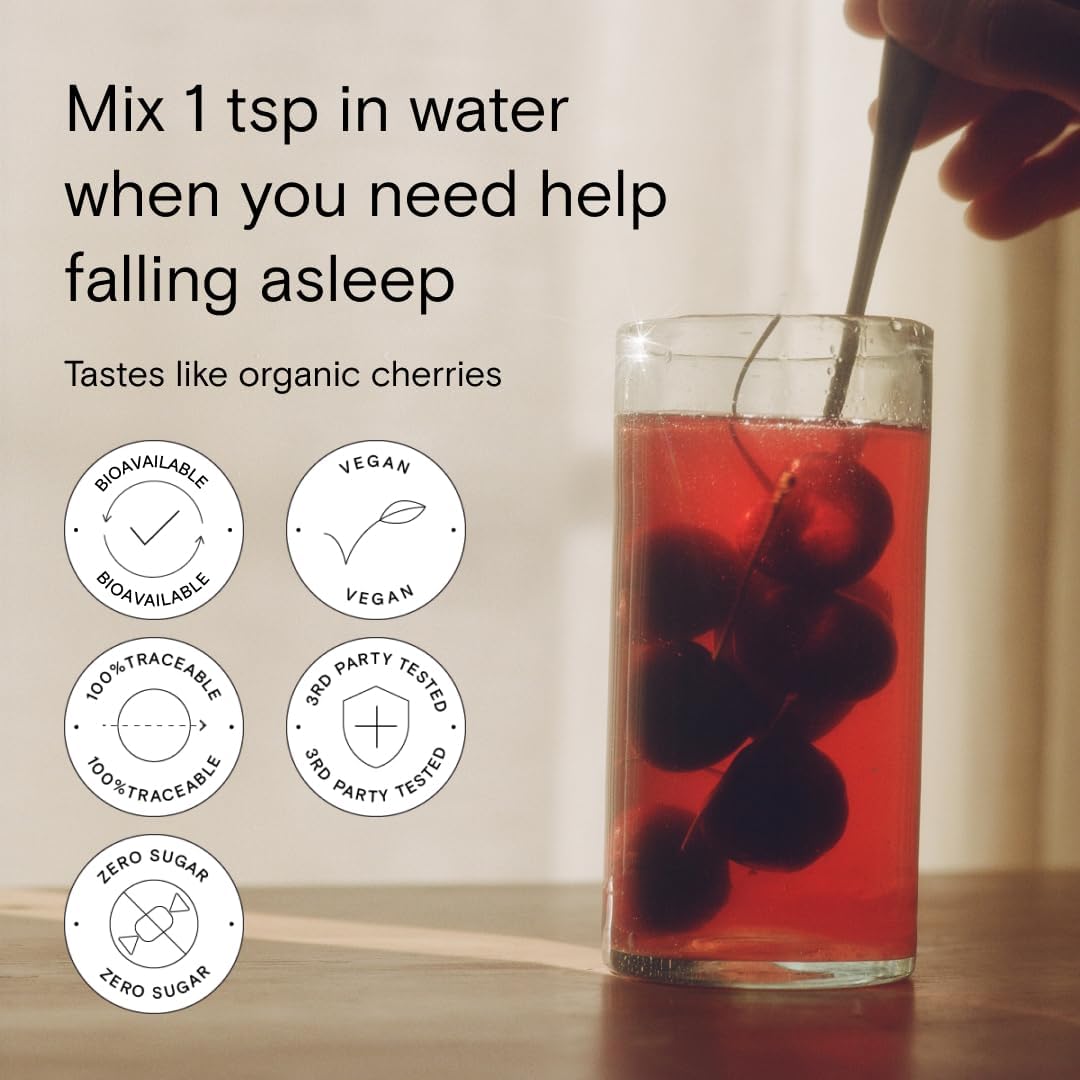 Moon Juice - Sleepy Magnesi-Om, Cherry - Jar (35 Servings) - Sleep Support Aid - Plant Based Melatonin, Magnesium & L-Theanine - 3rd Party Tested - 100% Traceable - Glass Jar - Vegan, Non GMO - 4.2oz