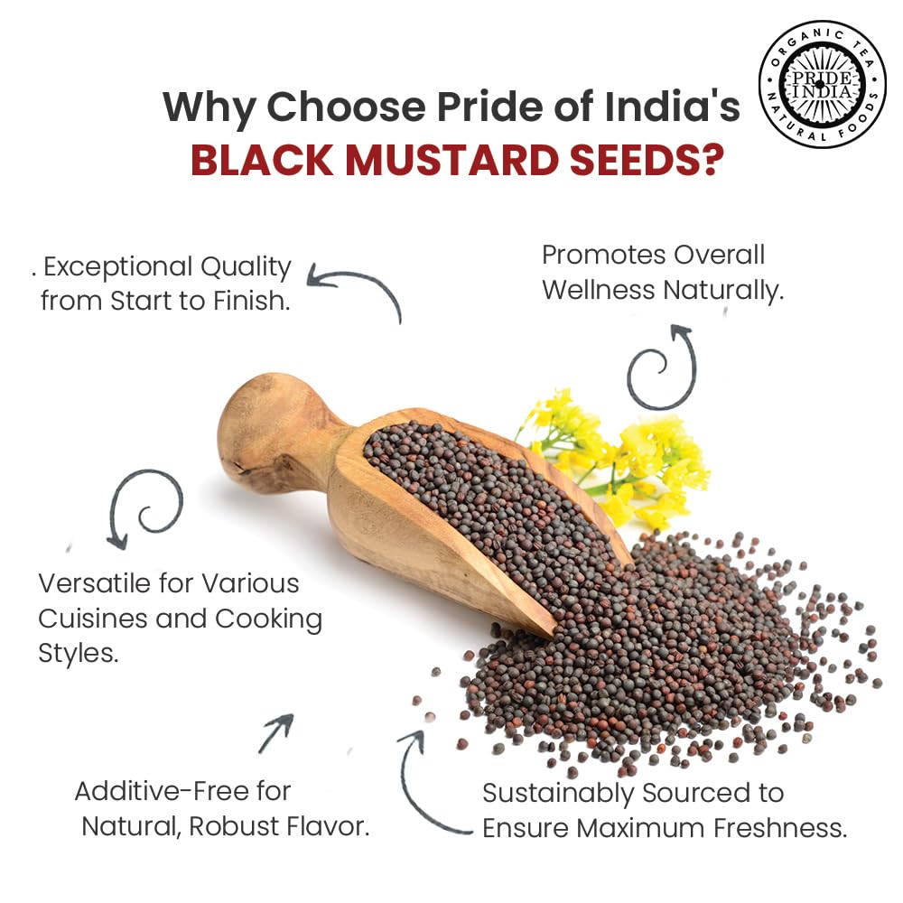 Pride of India | Black Mustard Seed 10 oz (283 gm) Medium Dual Sifter Bottle | Gourmet & Vegan Indian Spice | Pungent/Spicy Flavor | Dry Seasoning | Gluten Free & Non-Bioengineered | Easy to Use