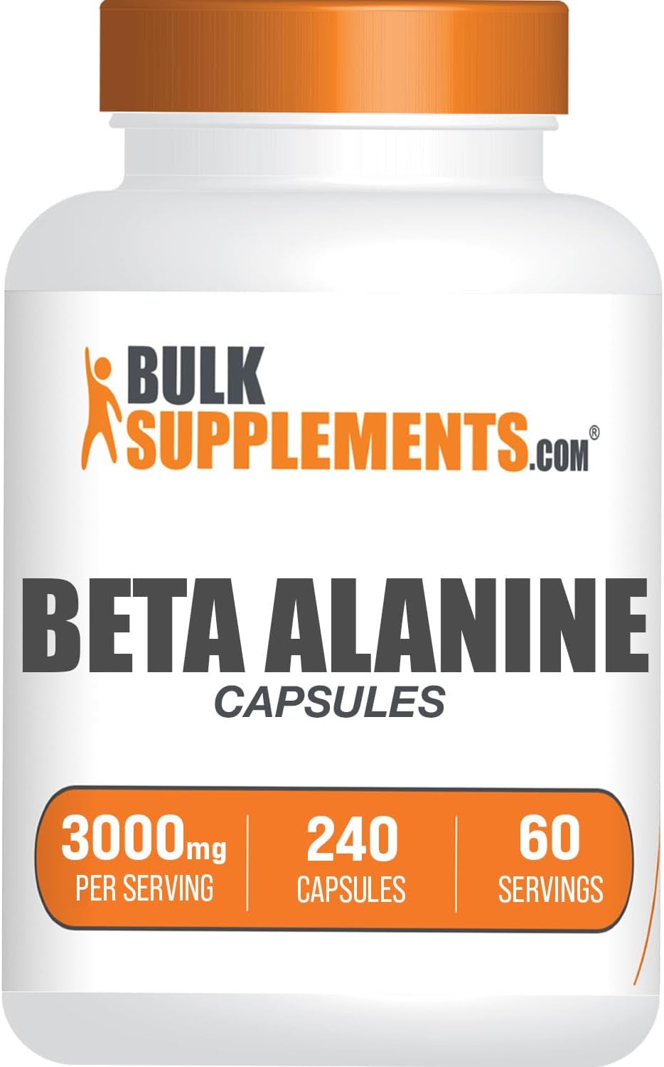 BulkSupplements.com Beta Alanine Capsules - Beta Alanine Supplement, Beta Alanine Pills, Beta Alanine 3000mg - Gluten Free, 4 Capsules per Serving, 240 Capsules (Pack of 1)