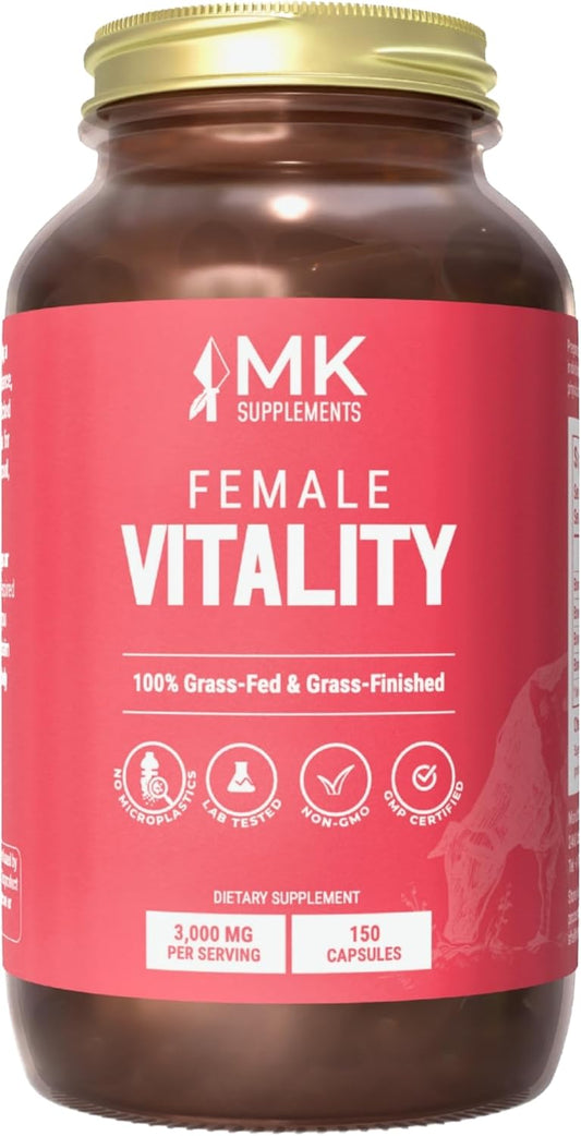 MK Supplements, Female Vitality, Women's Supplements - Supports Reproductive Health and Hormone Balance (150 Capsules - 30 Servings) Nutrient Dense Supplement, Vitamins, Minerals and Peptides