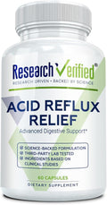 Research Verified Acid Reflux Relief - Soothe GI Problems - Melatonin, 5-HTP, Marshmallow Root - 60 Capsules - Vegan