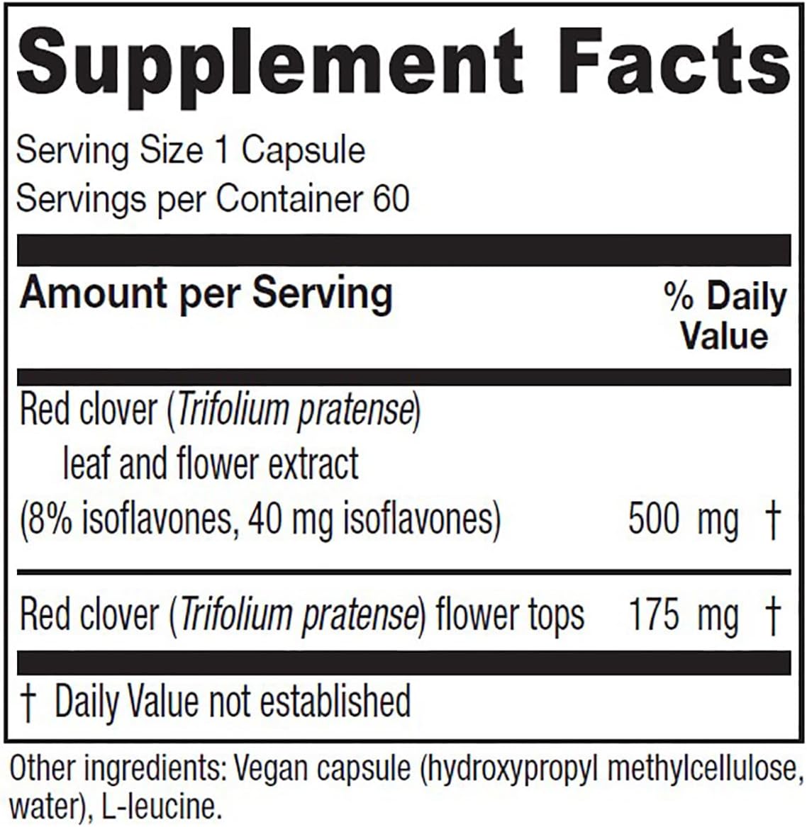 Vitanica Red Clover Blossom and Leaf Extract 500mg with 8% Isoflavones, Plus 175mg Blossoms, Menopause Relief Support for Women, 2 Month Supply, Non-GMO, Gluten Free, Vegan Supplement, 60 Capsules