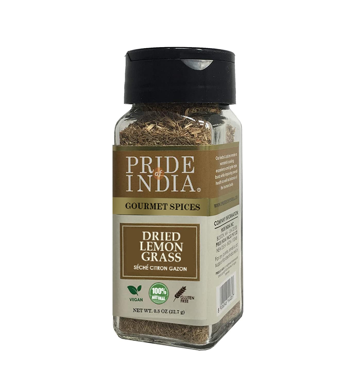 Pride of India – Lemongrass Fine Cut & Sifted – Ideal for Cooking & Drinks – Perfect seasoning for Soups/Salads/Marinades – Gourmet Condiment/Pure & Fresh – Easy to Use -0.8 Small Dual Sifter Bottle