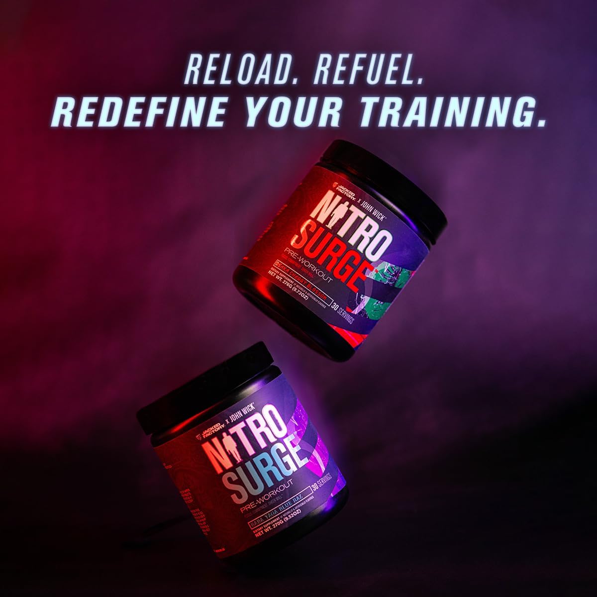 Jacked Factory X John Wick - Nitrosurge Wick Pre Workout Supplement - Intense Energy, Battle-Ready Focus, Unstoppable Commitment, and Sheer Will - 30 Servings, Osaka Cherry Blossom