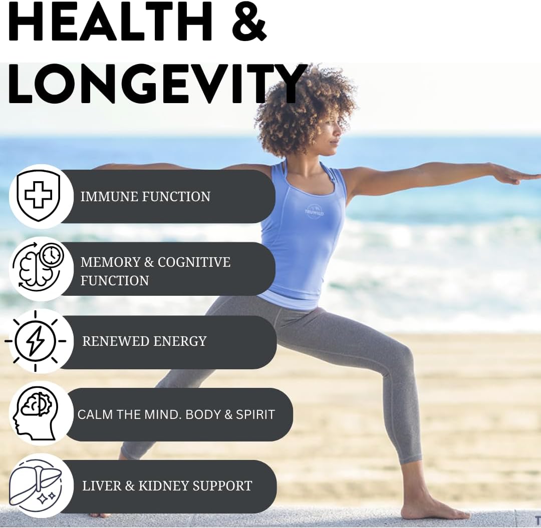 TruWild Adaptogen Blend with Cordyceps Maca Ashwagandha - Full Spectrum Mushroom Blend for Daily Support and Function, All Natural Formula with 7 Key Ingredients, 60 Capsules