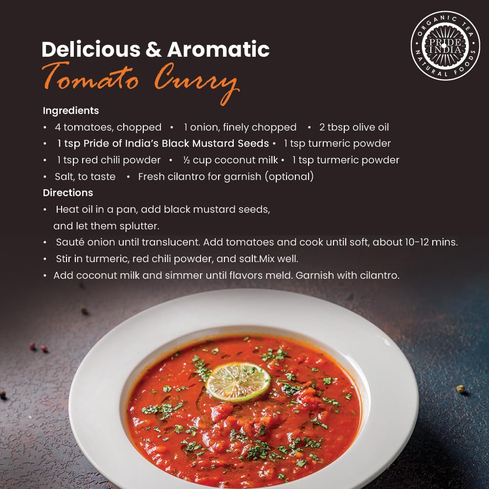 Pride of India – Black Mustard Seed – Gourmet & Vegan Indian Spice – Pungent/Spicy Flavor – Dry Seasoning - Gluten & GMO Free – Easy to Use – 3oz. Small Dual Sifter Bottle