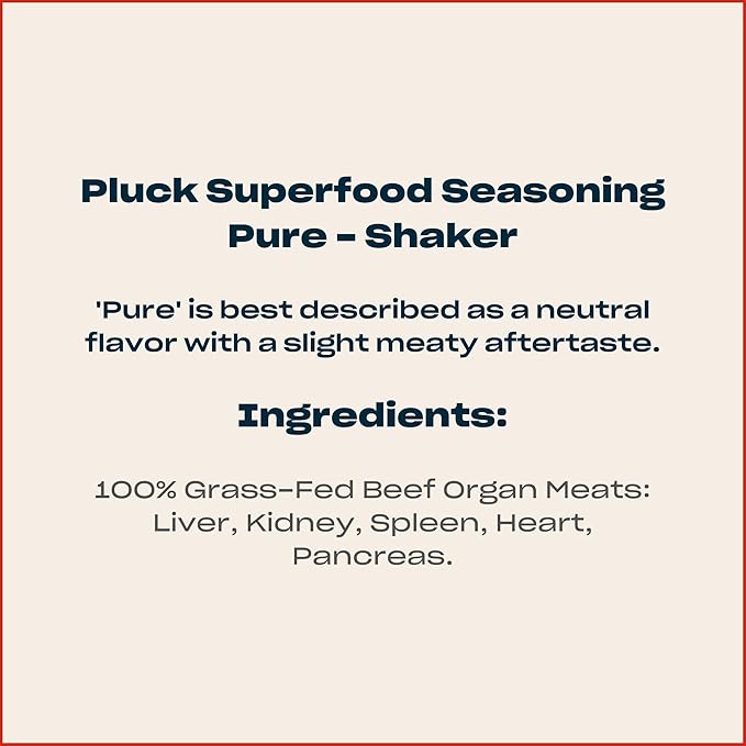 Pluck Pure Beef Organs Powder | From 100% Grass Fed & Grass Finished Pastured Beef Liver, Kidney, Spleen, Heart, & Pancreas | As Seen on ABC’s Shark Tank | 30 Servings
