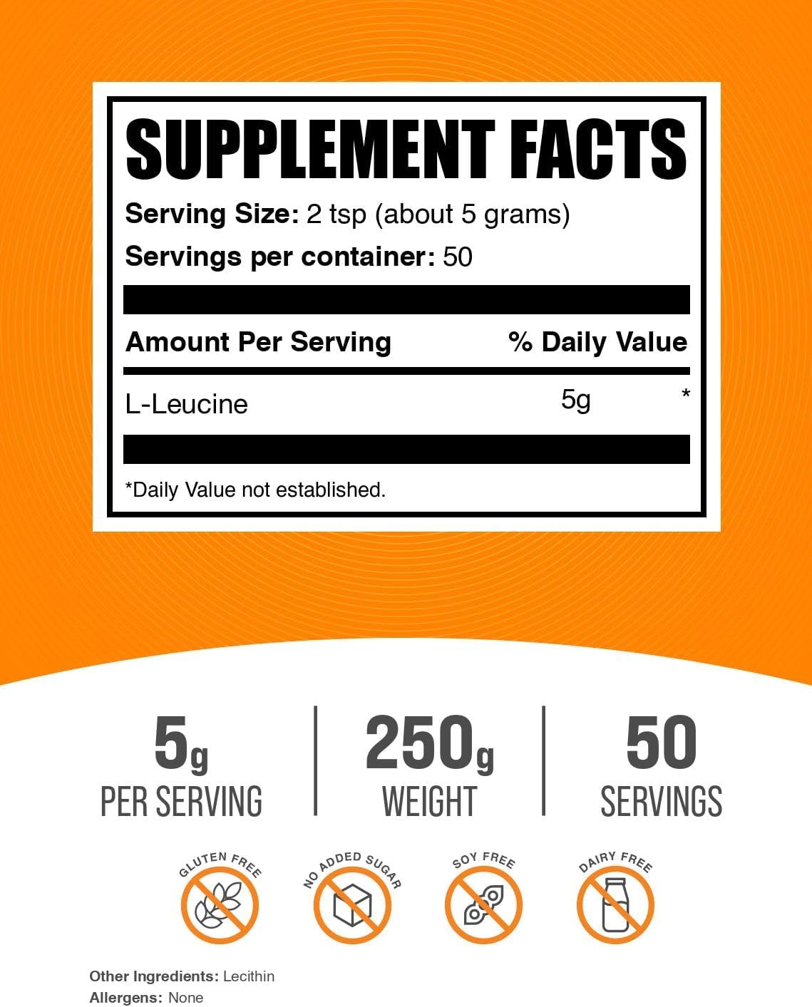BulkSupplements.com L-Leucine Powder - Leucine Supplements, BCAA Supplements - Amino Acid Powder, Unflavored, 5g per Serving, 250g (8.8 oz) (Pack of 1)