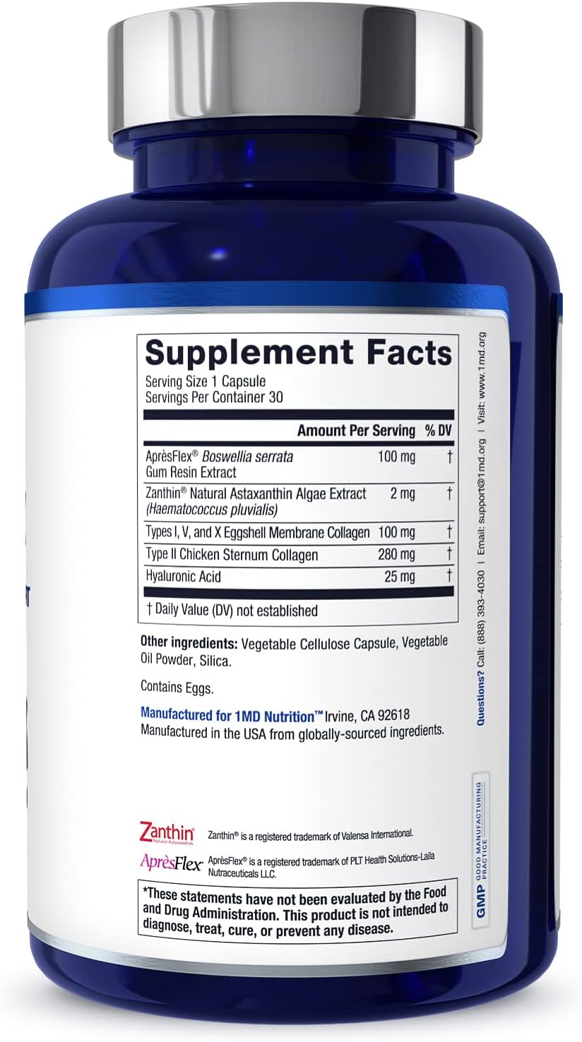 1MD Nutrition MoveMD - Joint Health Supplement - Doctor Formulated | with Collagen, Astaxanthin, and More | 30 Capsules (3-Pack)