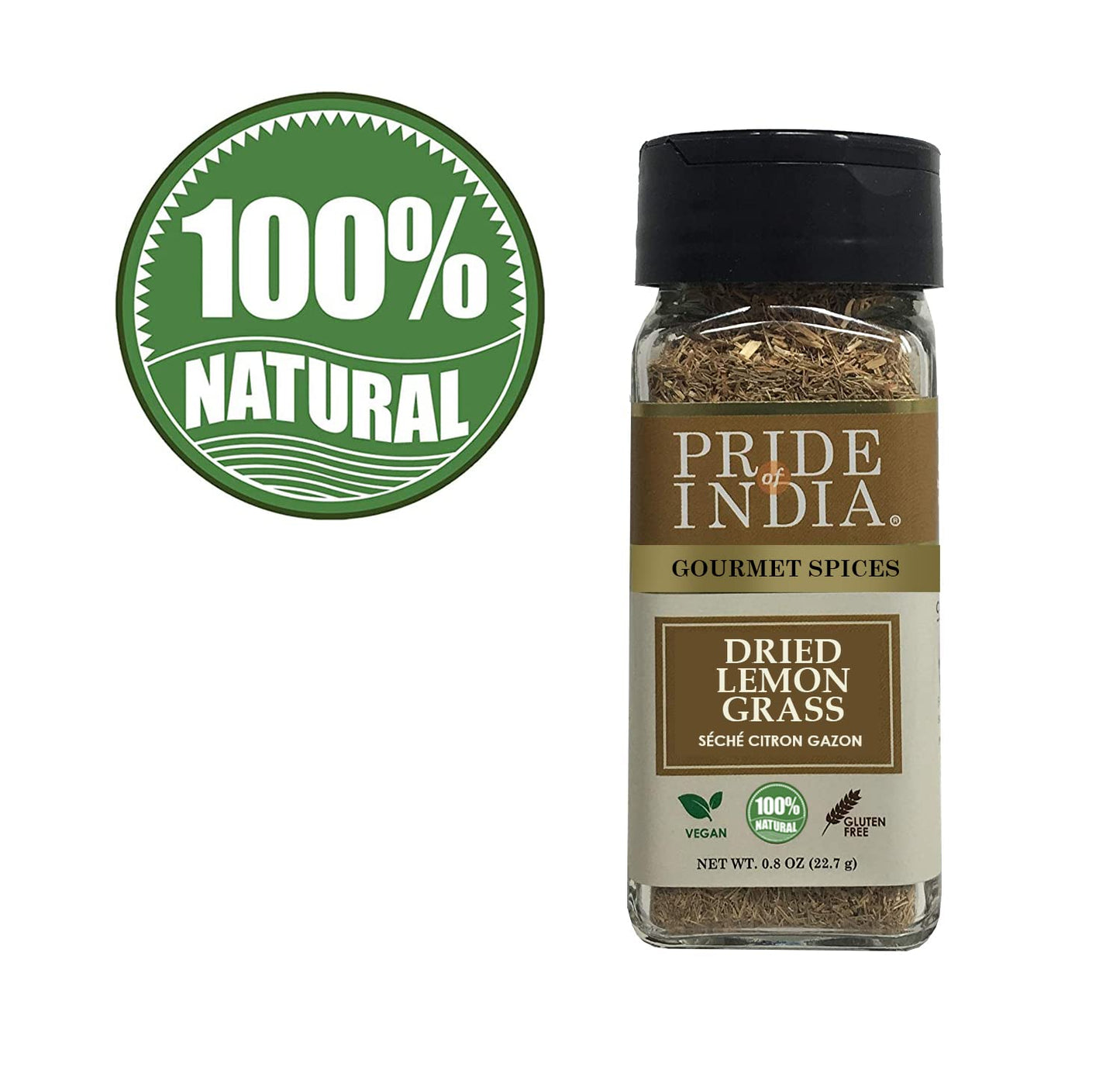 Pride of India – Lemongrass Fine Cut & Sifted – Ideal for Cooking & Drinks – Perfect seasoning for Soups/Salads/Marinades – Gourmet Condiment/Pure & Fresh – Easy to Use -0.8 Small Dual Sifter Bottle