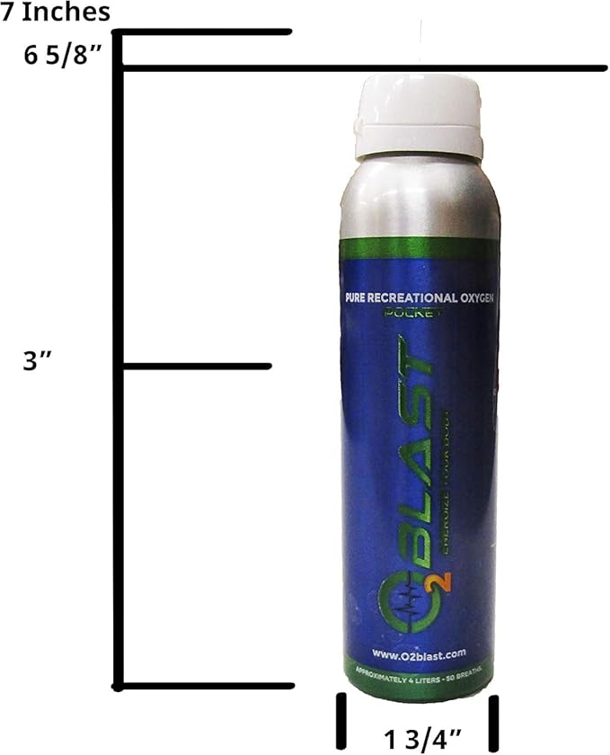 O2 Blast - Pure Oxygen Supplement - Filled with 99.99% Pure Oxygen to Support Fast Recovery, Increase Stamina & Enhance Focus for High Altitude and Action Sports, 4L Portable Can Flip-Top Cap, 12-Pack