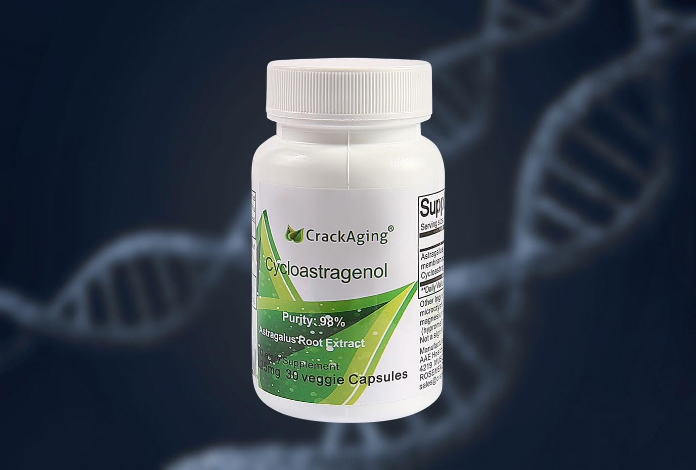 Crackaging Super-Absorption Cycloastragenol 98% 25mg 30caps Anti Aging DNA Cell Telomerase Strength Faction Longevity Classic Supplement