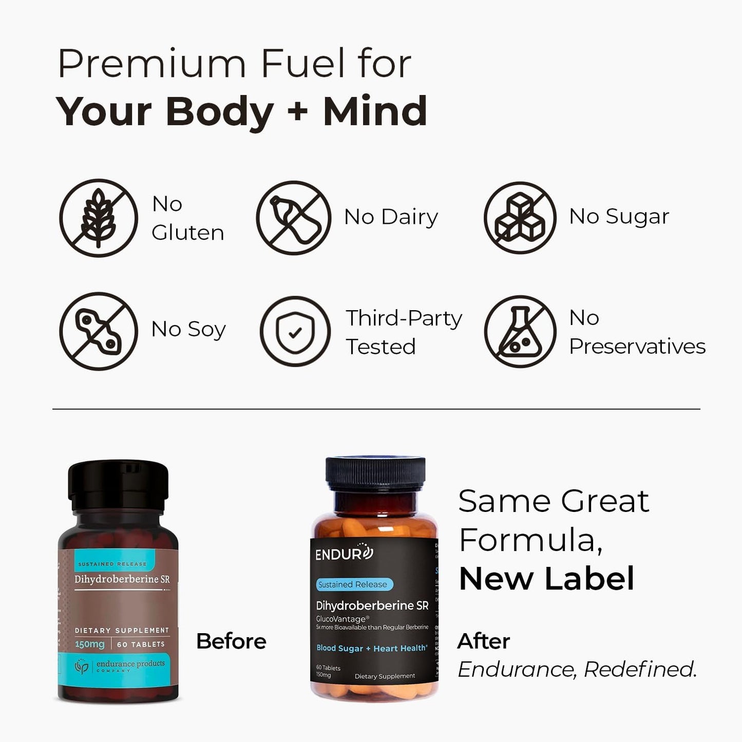 Endur Dihydroberberine SR, Supports Blood Sugar Health & Metabolism, Great for Weight Management Support, Gluten Free, 150mg (60 Tablets)