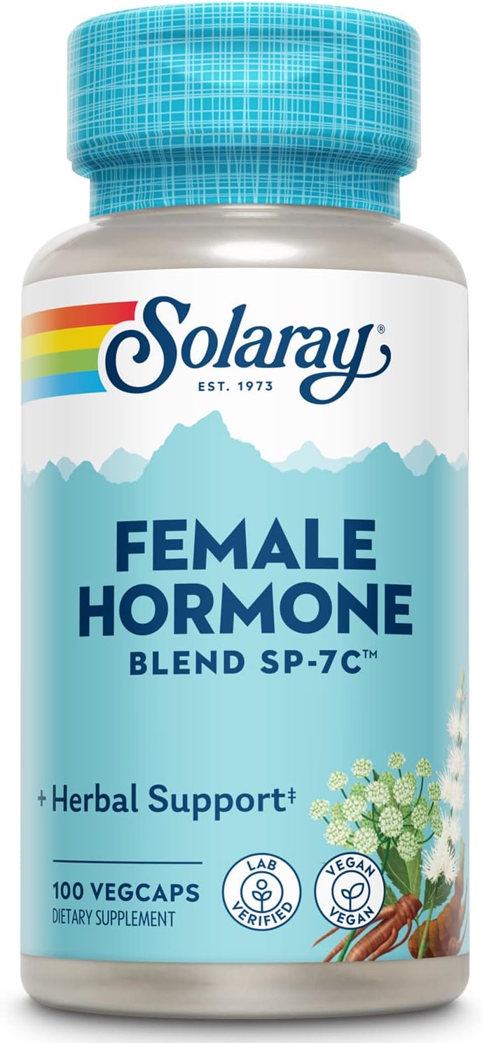 SOLARAY Female Hormone Blend SP-7C | W/Black Cohosh, Dong Quai, Passion Flower, Wild Yam & More | 100 VegCaps, 50 Serv.