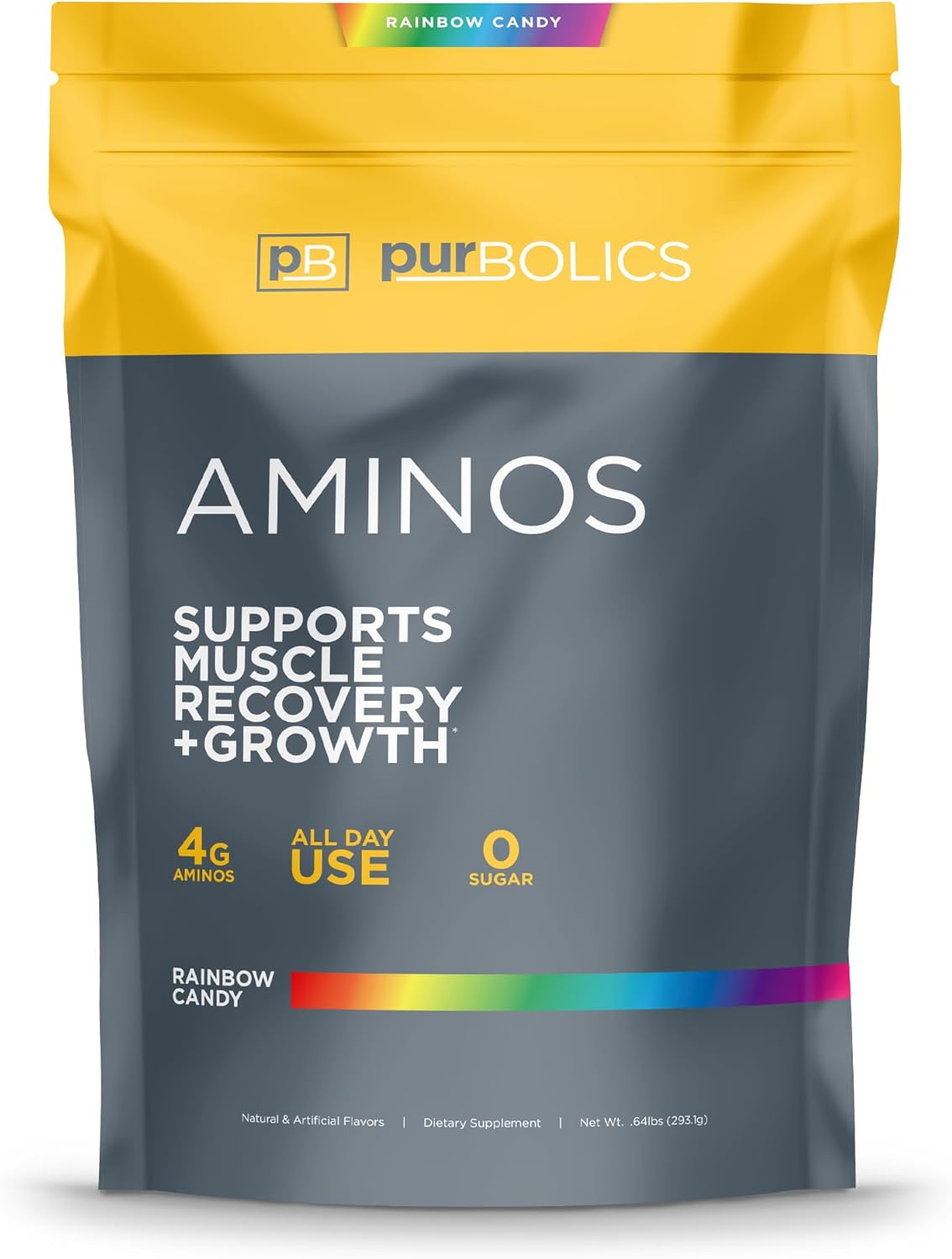 Aminos | 4g of Free-Form Amino Acids, Beta-Alanine, 0 Calories & 60 Servings (Rainbow Candy)
