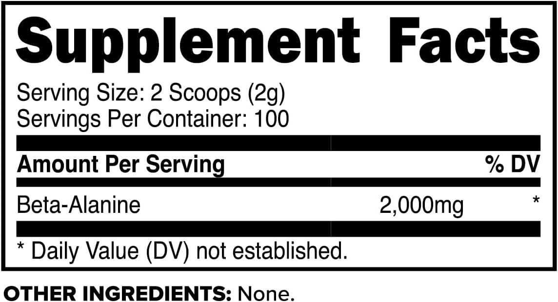 Primaforce Beta Alanine Powder, Unflavored, 200 Grams - Gluten Free, Non-GMO Supplement for Men and Women