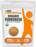 BulkSupplements.com Organic Fenugreek Extract Powder - Herbal Supplement, from Fenugreek Seeds - Gluten Free, 300mg per Serving, 1kg (2.2 lbs) (Pack of 1)