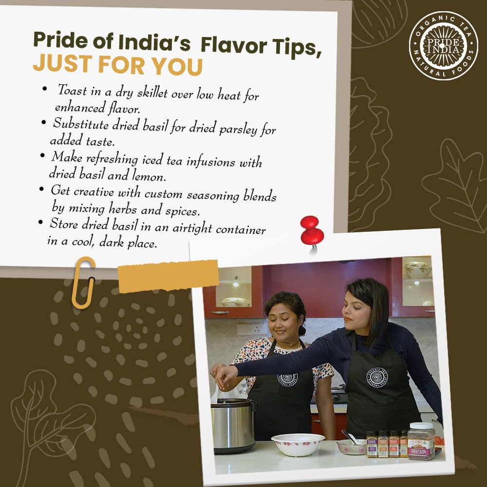 Pride of India – Sweet Holy Basil Leaf – Indian Tulsi Leaf Cut & Sifted – Gourmet Herb – Rich in Nutrients – Ocimum sanctum – GMO Free – Easy to Use – 0.5 oz. Small Dual Sifter Bottle