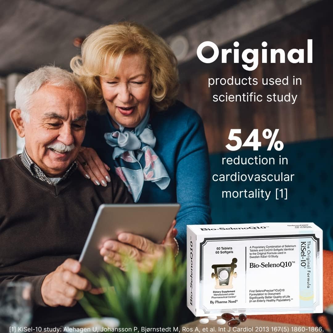 Pharma Nord Bio-SelenoQ10 Anti-Aging Supplement| CoQ10 100mg & Selenium 100mcg | Supports Cellular Health & Longevity | Slows Cellular Aging | Backed by Research | 60 Softgels & 60 tabs