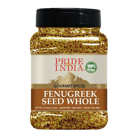 Pride of India – Fenugreek Seed Whole – Whole & Gourmet Indian Spice – Ideal Seasoning for Cooking – Free of Preservatives – Easy to Use – 12 oz. Medium Dual Sifter Jar
