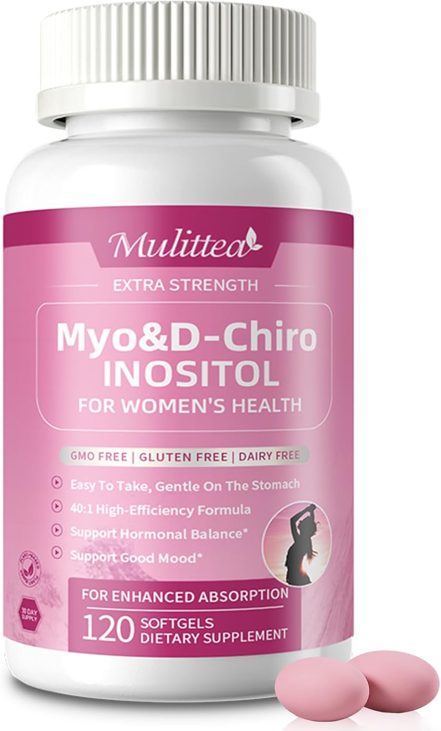 Liposomal Myo-Inositol & D-Chiro Inositol Supplement for Women - 40:1 Ratio Plus Omega-3 - Hormone Balance, Support Ovarian, Help Menstrual Cycles & Mood - Vegan 120 Softgels