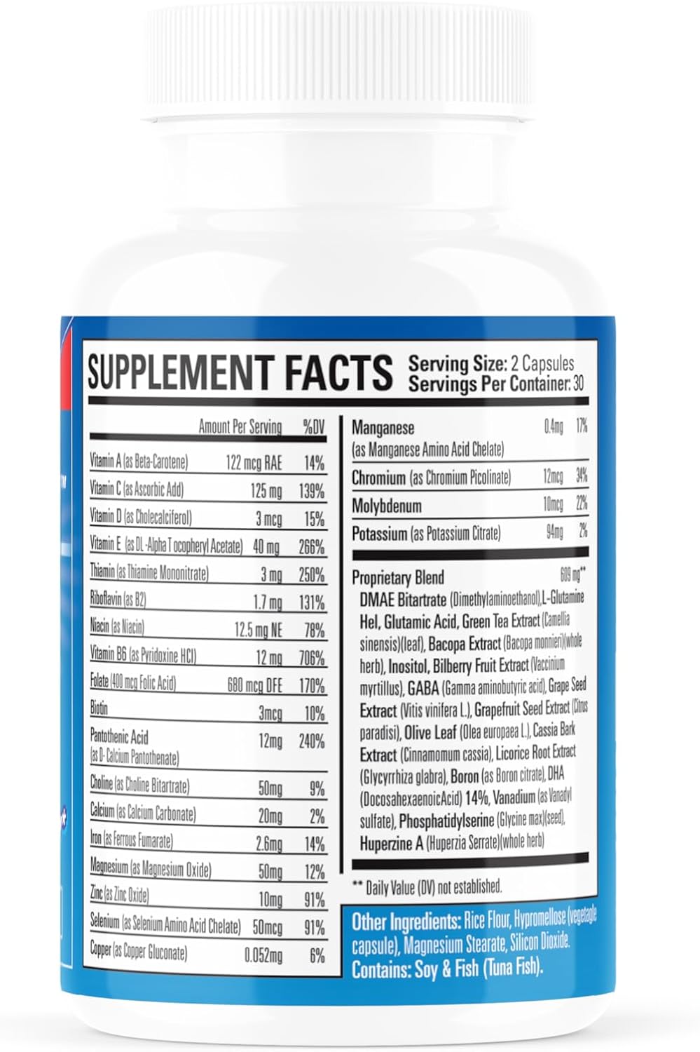 -- Brain Booster - Natural Herbal Brain Health Supplement for All Day Focus - Memory - Concentration - Alertness & Mental Clarity - 60 Tabs