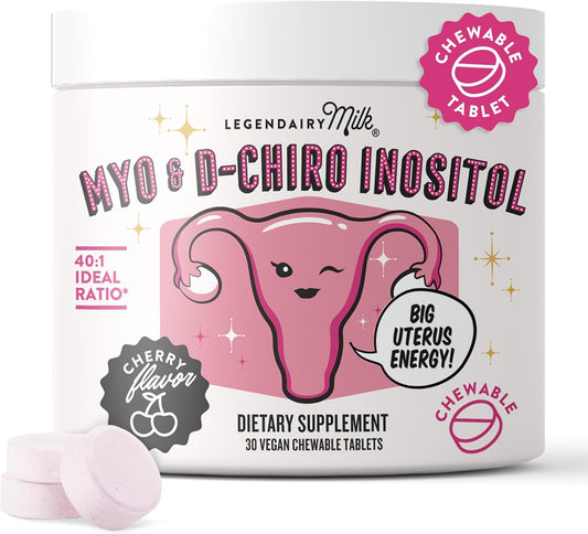 Legendairy Milk Pure Inositol Chewable Tablets - Myo-Inositol & D-Chiro Supplement for Hormonal Balance & Fertility Support - Ideal 40:1 Ratio - 30 Day Supply