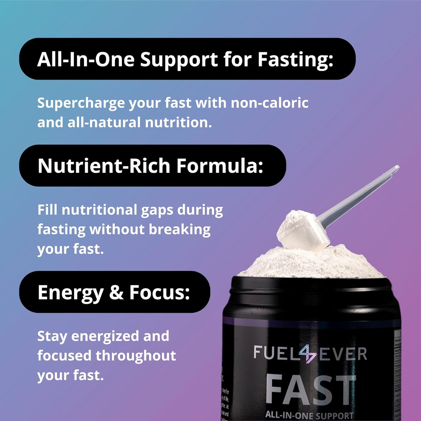 Fast Fasting Electrolyte Powder | with Creatine, Essential Amino Acids & Green Tea Extract | No Sugar, No Artificial Sweeteners or Ingredients | Watermelon Flavor 30 Servings