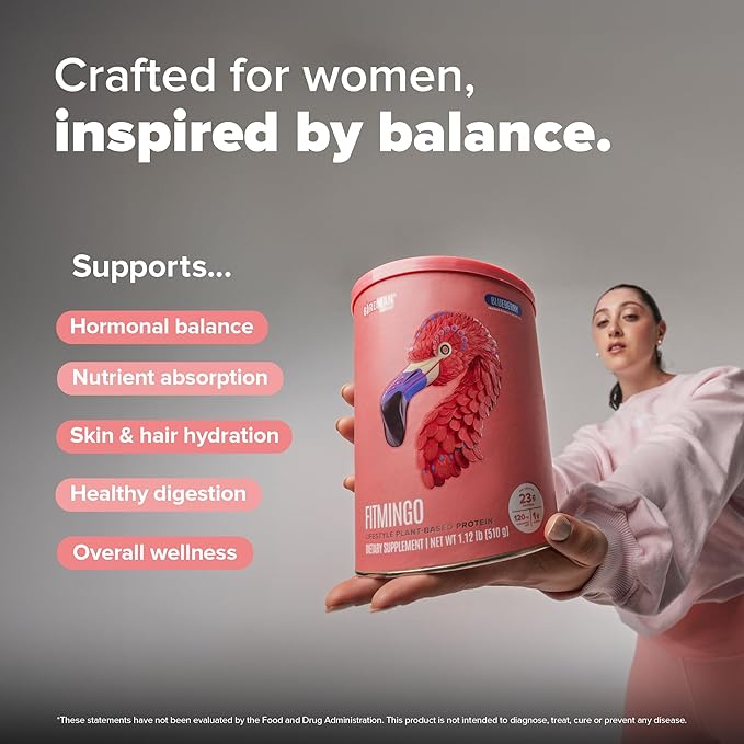 BIRDMAN Fitmingo Vegan Protein Powder with Inositol, Collagen Boosters, Hyaluronic Acid and Vitamins | Low Carb, Dairy Free, Low Calorie | 22g Plant Based Mocha Protein Powder with Myo-Inositol