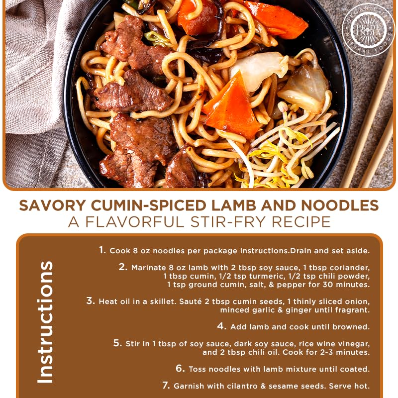 Pride of India - PACK of 6 - Cumin Seed Whole – Gourmet Indian Spice – Excellent for Culinary Uses – Fresh and Quality Seeds – Adds Flavor & Aroma - Easy to Store – 8 oz. Medium Dual Sifter Bottle