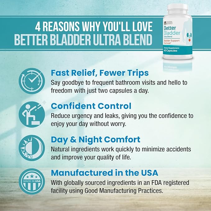 Better Bladder Ultra Control Supplement for Women & Men – Bladder Support Supplement Enhanced with Vitamin D3 to Help Reduce Urinary Leaks, Frequency & Urgency - 60 Count (1 Bottle)