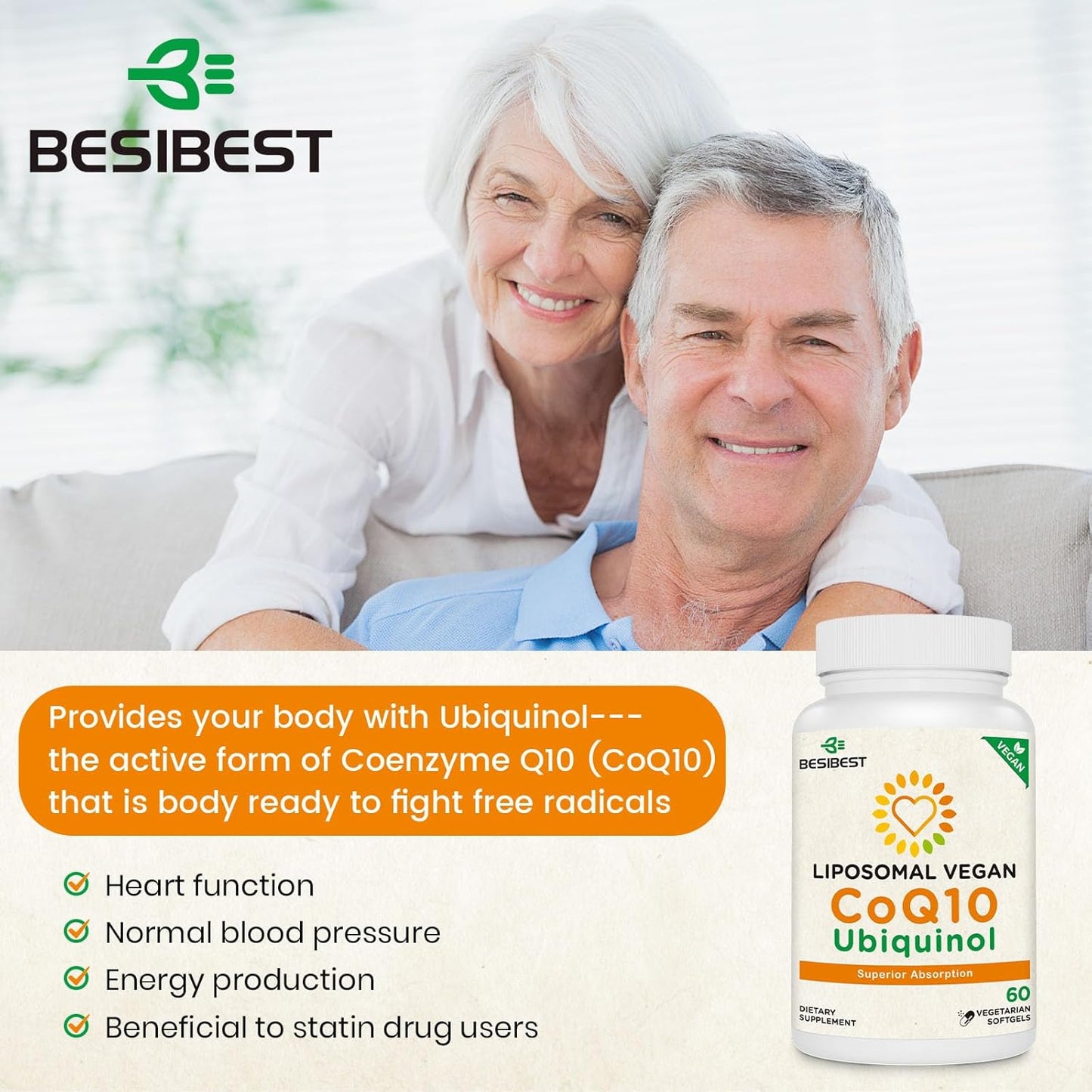 1000mg Liposomal CoQ10 Ubiquinol, 480 Vegan Softgels, High Absorption Ubiquinol CoQ10 Supplement, Active Antioxidant Form of Coenzyme Q10 for Heart Function & Energy Production