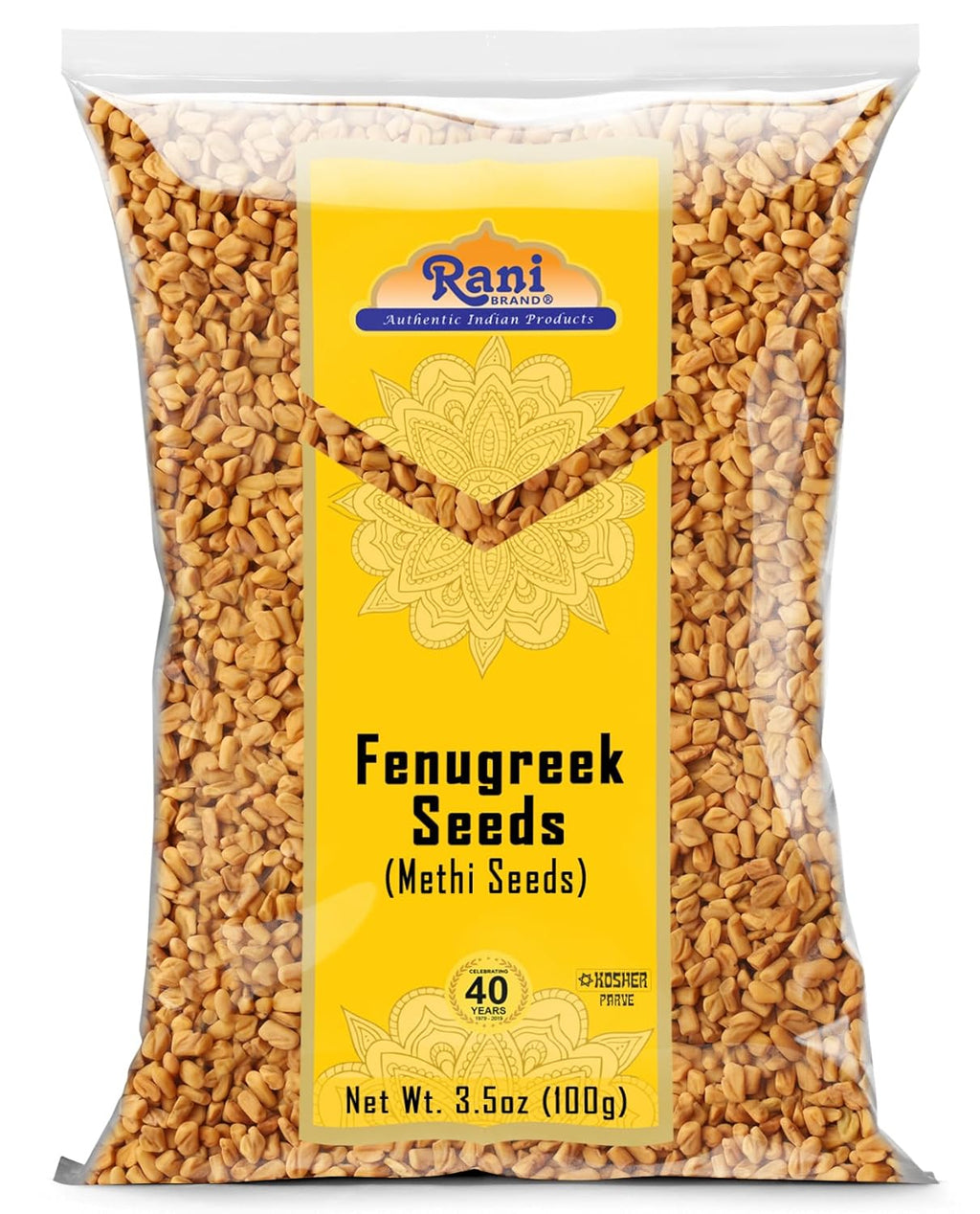Rani Fenugreek (Methi) Seeds Whole 3.5oz (100g) Trigonella foenum graecum ~ All Natural | Vegan | Gluten Friendly | Non-GMO | Kosher | Indian Origin, used in cooking & Ayurvedic spice