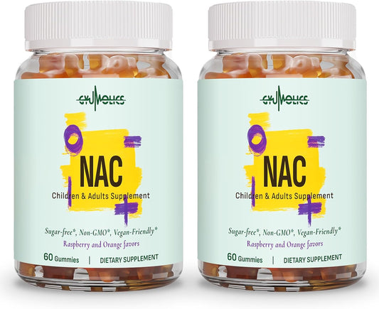 2Pcs NAC Supplement 1000mg for Adults & 500mg for Kids, N-Acetyl Cysteine Ethyl Ester Gummies, Antioxidant Support, Vegan, Non-GMO, Sugar-Free – 120 Gummies