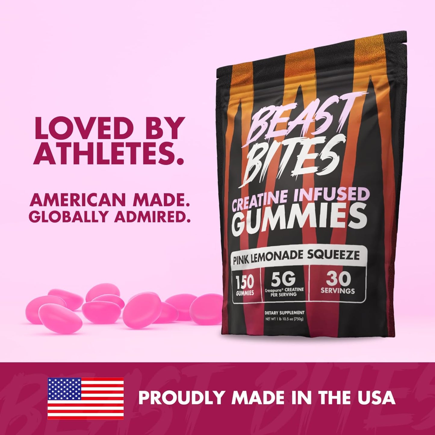 Creatine Infused Gummies - 5g Creapure Creatine Monohydrate Per Serving - NSF Certified for Sport - 30 Servings