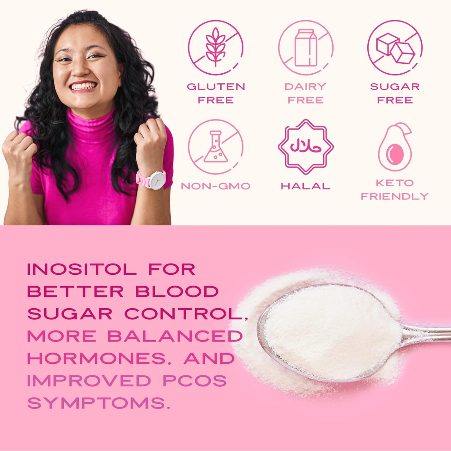 Myo-Inositol & D-Chiro Inositol Supplement for Women – PCOS Supplements for Fertility, OvaSupport Powder with Vitamins 40:1 Ratio Myo 2000mg & D-Chiro 50mg, 13.02 oz, 90 Day Supply by VITA-PCOS