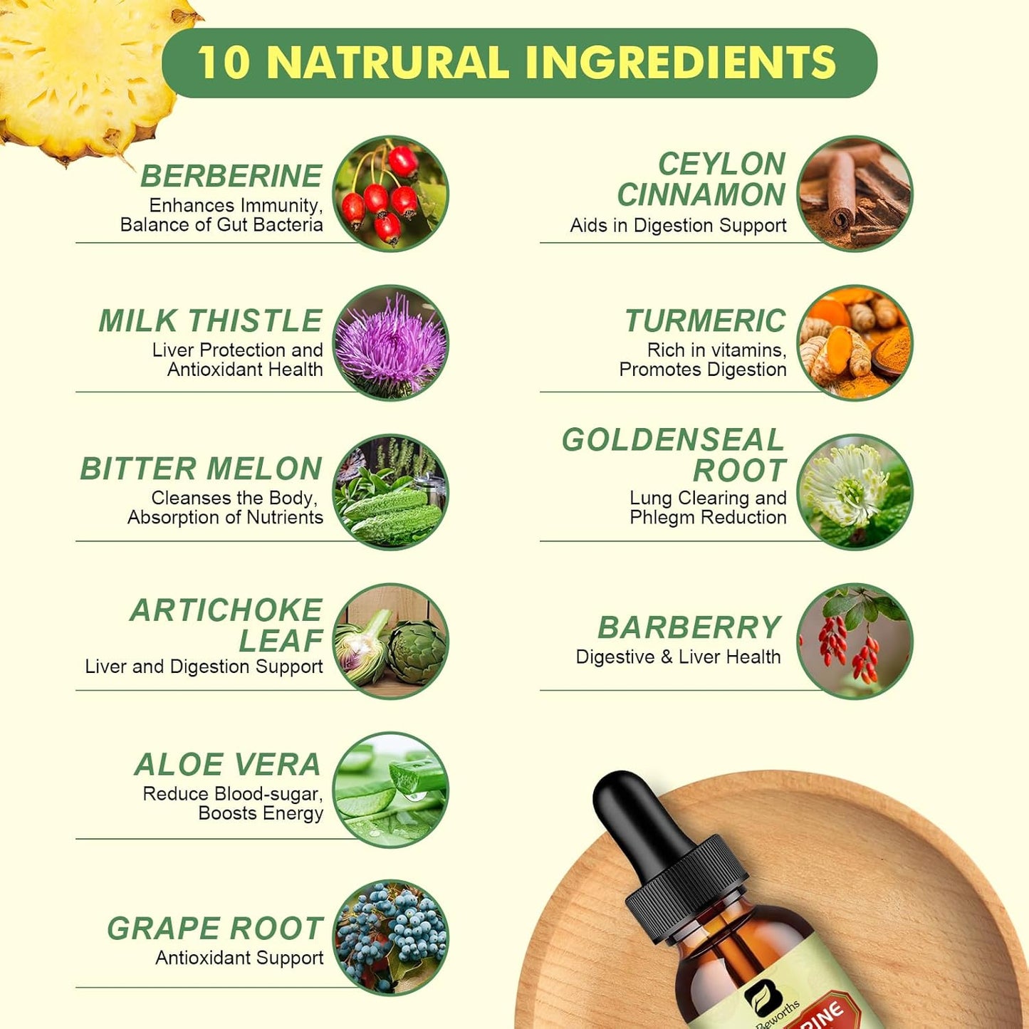 2Pack Berberine Supplement - Berberine Liquid Drops with Ceylon Cinnamon, Turmeric, Bitter Melon, Milk Thistle, Berberine HCL Supplement Activates AMPK & GLP-1 for Digestion System Support