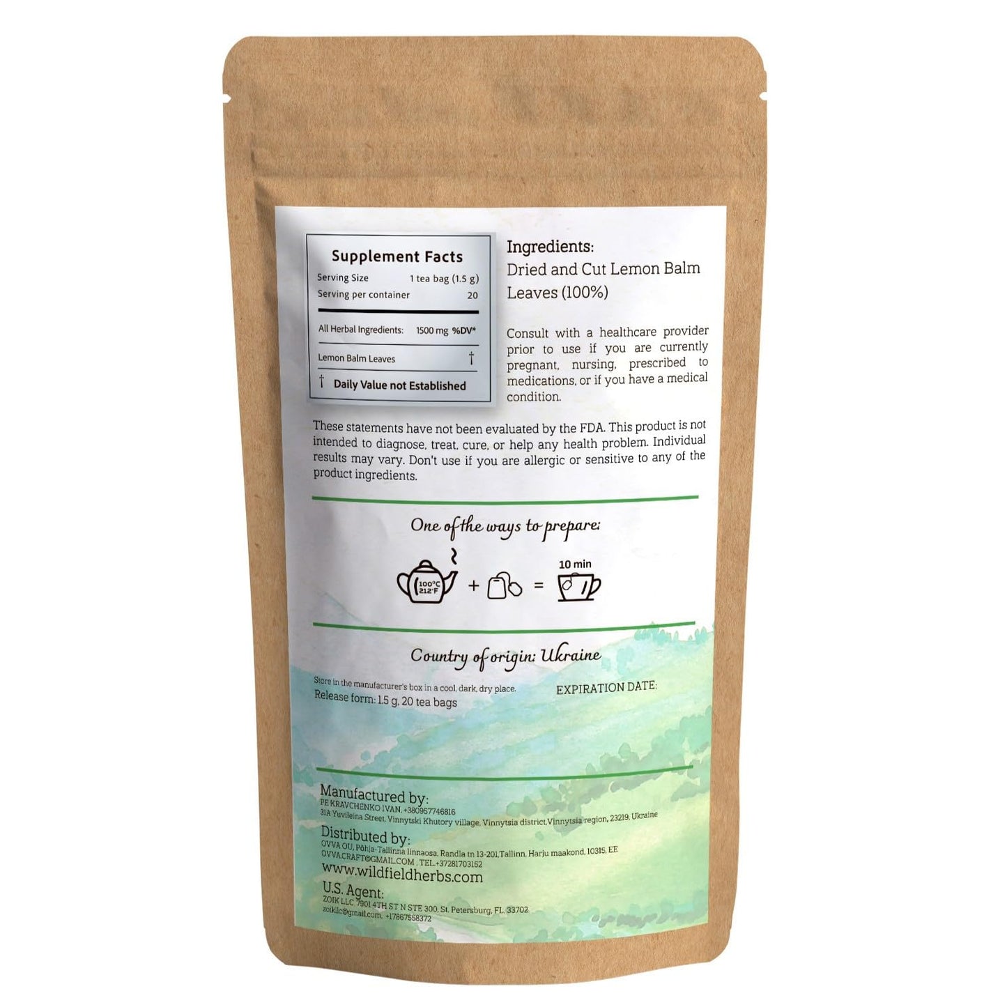 20 Bags Dried Lemon Balm Herb Frontier Loose Lemon Balm Tea (Melissa Officinalis Tea) - 20 Count 1.5 g Bags Melissa Herb Te De Toronjil