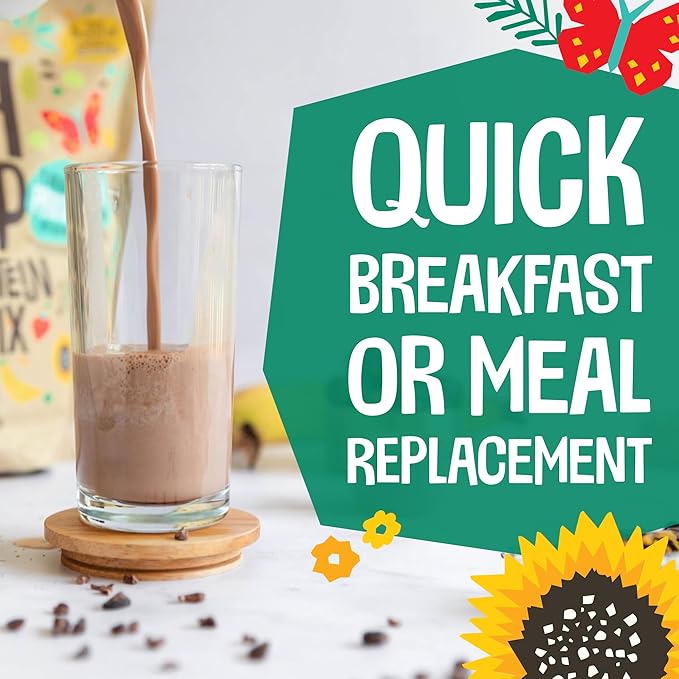 EarthChimp Organic Vegan Protein Powder - with Probiotics - Non GMO, Dairy Free, Non Whey, Plant Based Protein Powder for Women and Men, Gluten Free - 52 Servings 64 Oz (Vanilla) No Scoop