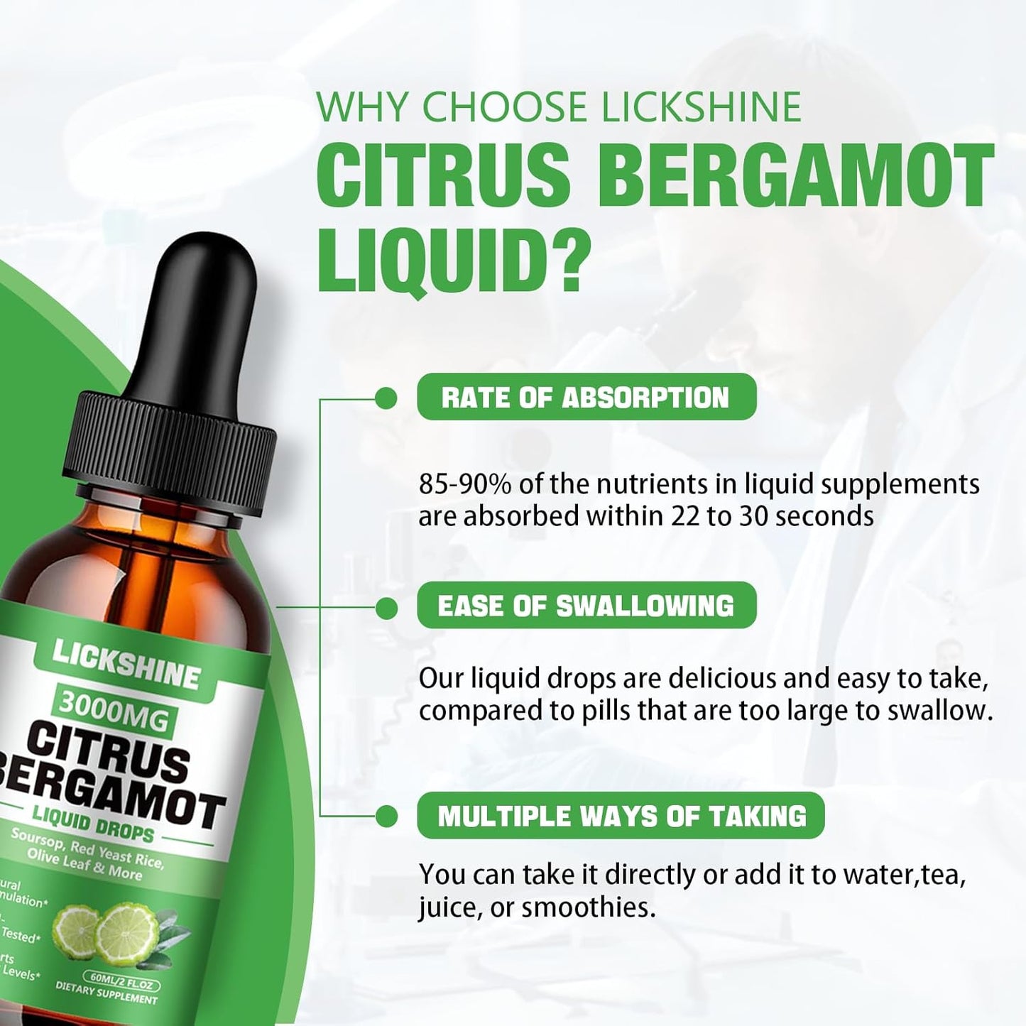 2 Pack 3000mg Citrus Bergamot Liquid Drops - High Absorption - Cholesterol Lowering Supplement for Immune Support Anti-Aging, Hight Cholesterol - Soursop Bitters Liquid, 4 Fl Oz