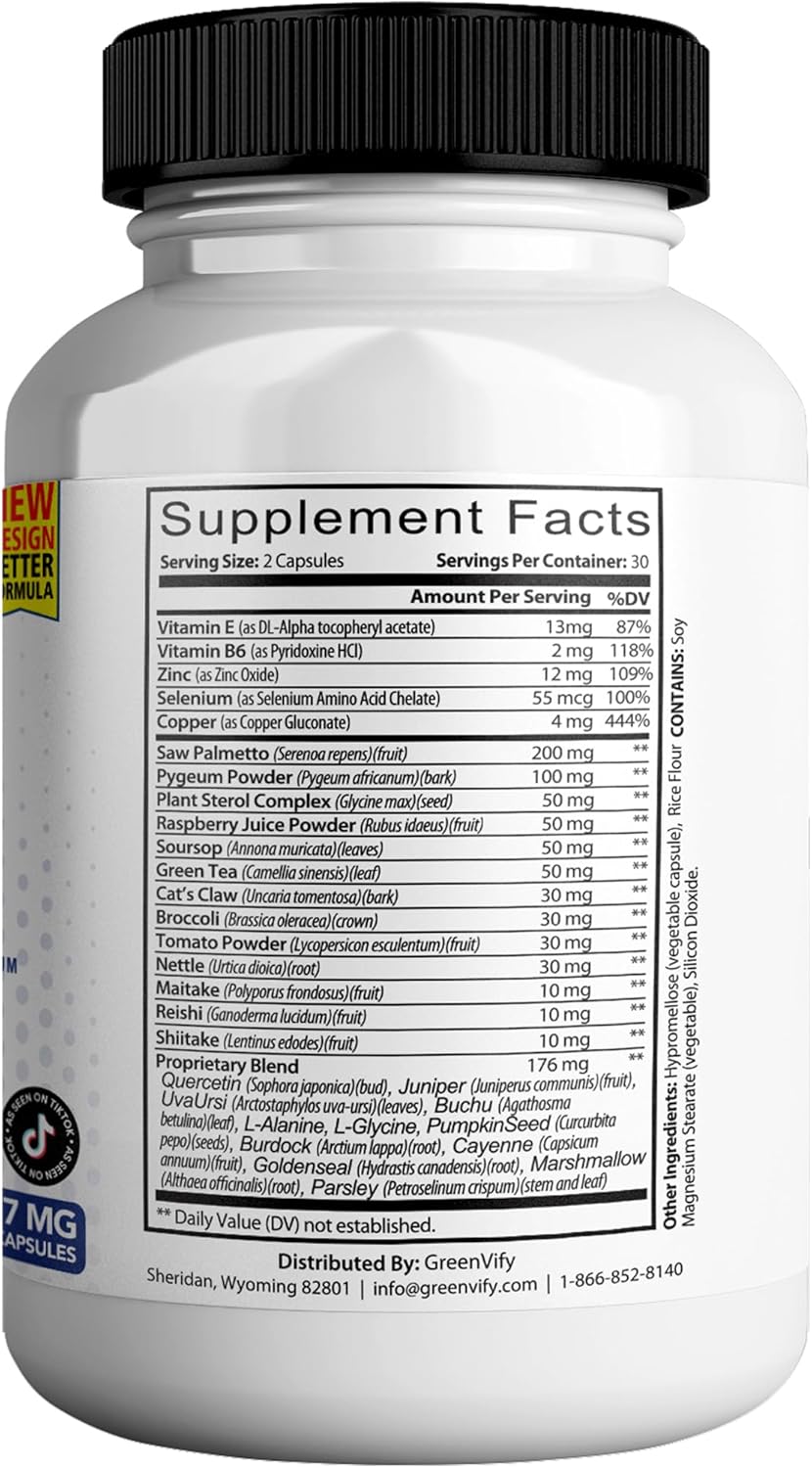 Pure Prostate Formula Saw Palmetto & More Complex 857 mg Prostate Supplements for Men Capsules, Health Supplements - Maximum Strength, All Natural to Support Normal & Healthy Function (3)