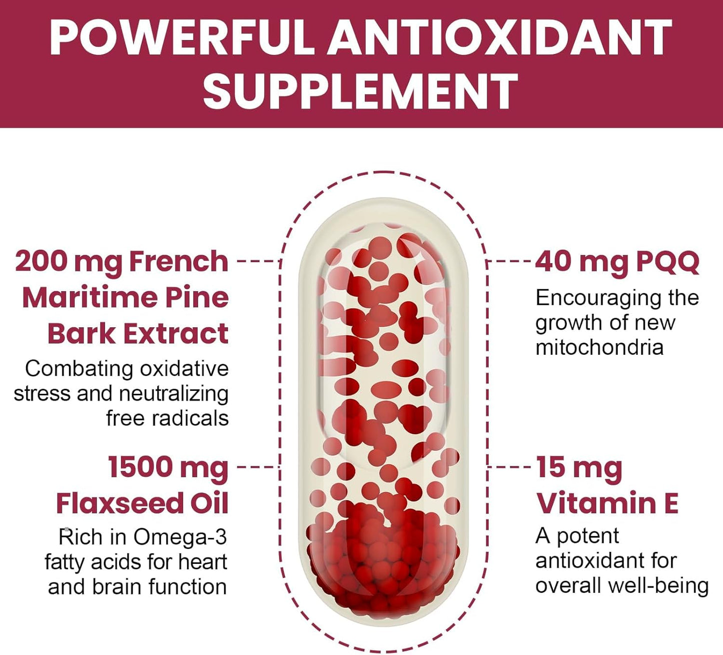 200 mg Pycnogeno with PQQ, Premium French Maritime Pine Bark Extract, Unique Dual-Delivery for Maximum Absorption, Pine Bark Extract for Vascular & Heart & Joint Function - 60 Vegan Softgels