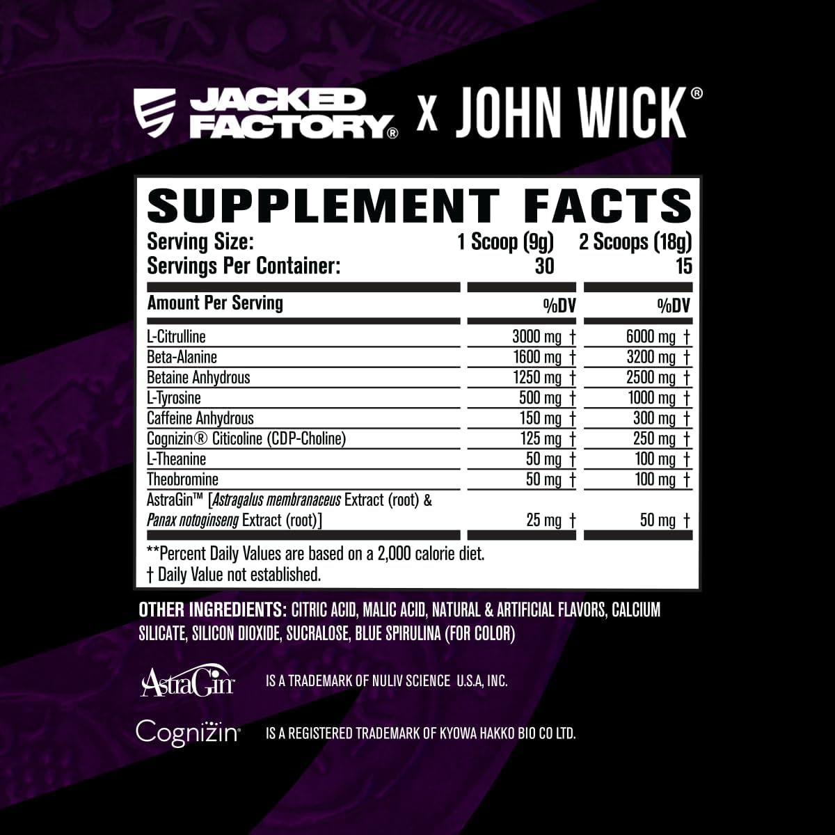 Jacked Factory X John Wick - Nitrosurge Wick Pre Workout Supplement - Intense Energy, Battle-Ready Focus, Unstoppable Commitment, and Sheer Will - 30 Servings, Baba Yaga Blue Raz