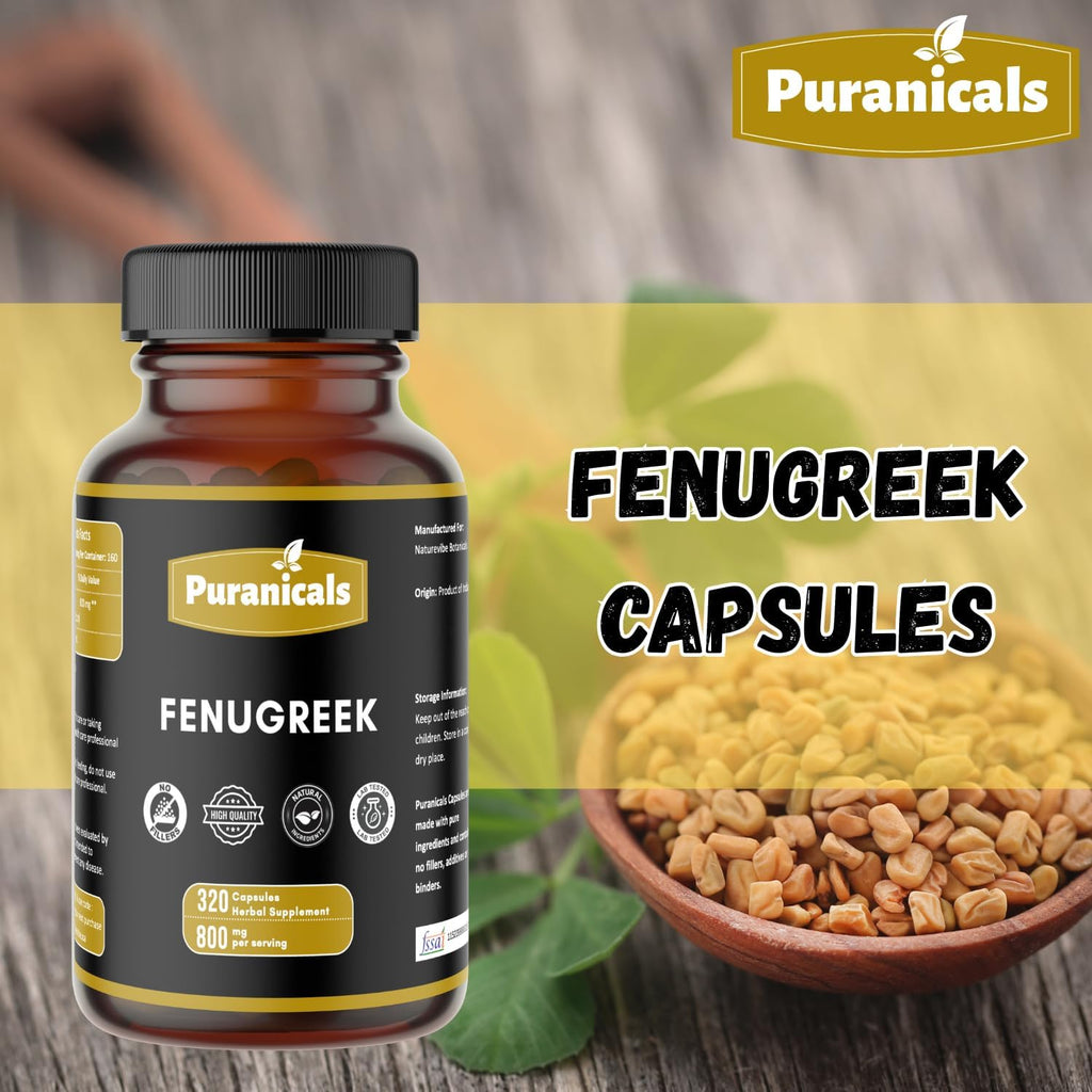 Fenugreek Premium 320 Capsules Non GMO and Gluten Free | Herbal Supplement | 800 mg Per Serving | Made with 100% Pure Herb Fenugreek Seed Powder (Trigonella foenum-graecum)