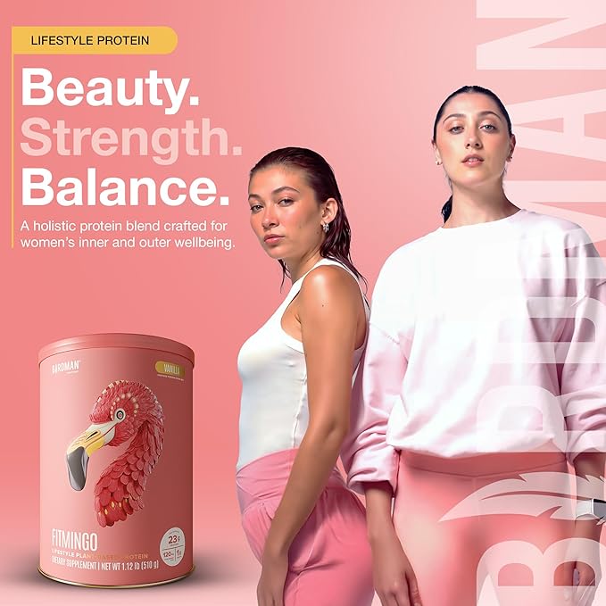 BIRDMAN Fitmingo Vegan Protein Powder with Inositol, Collagen Boosters, Hyaluronic Acid and Vitamins | Low Carb, Dairy Free, Low Calorie | 23g Plant Based Vanilla Protein Powder with Myo-Inositol