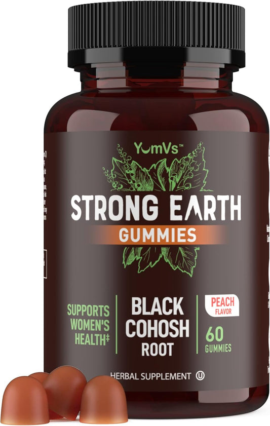 YUM-V'S Strong Earth Black Cohosh Root, Black Cohosh Gummies (60 Count) Natural Extract Menopause Supplements, Menopause Relief, Night Sweats & Hot Flashes for Women, Multi Relief - 50mg