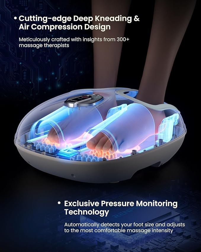 RENPHO Foot Massager Machine with Heat [2026 Upgraded], Shiatsu Foot Massager for Plantar Fasciitis, Valentines Day Gifts for Her Him, Cordless Control, Exclusive Voice Control, Beige