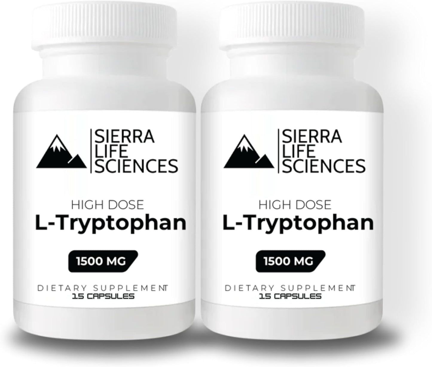 1500mg High Dose L-Tryptophan Max in Easy-to-Swallow Capsules | Gluten-Free, Non-GMO | Travel Size (2-Pack)